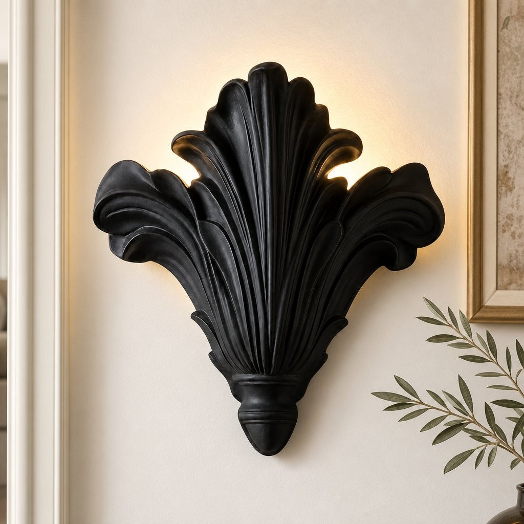 Brinley French Mid-century Resin Scallop Wall Sconce