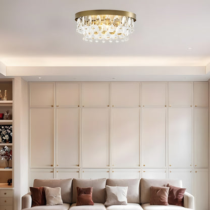 Thalassa Glass Teardrops Crystal Flush Mount Light