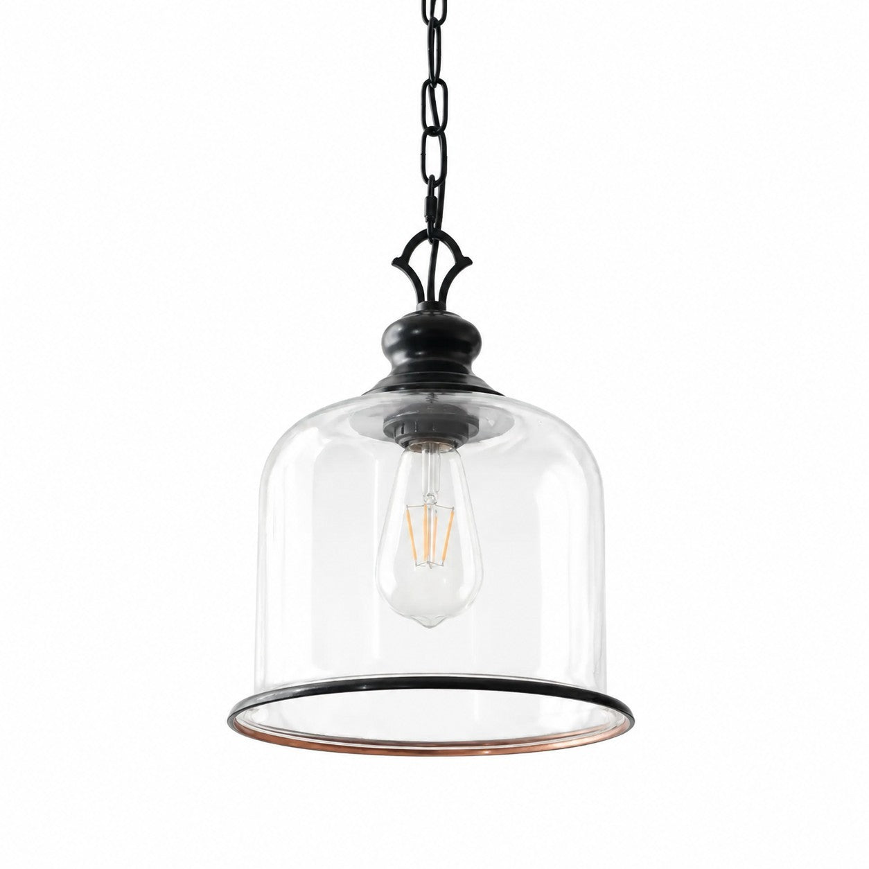 Sander Farmhouse Vintage Bell Clear Glass Pendant Light