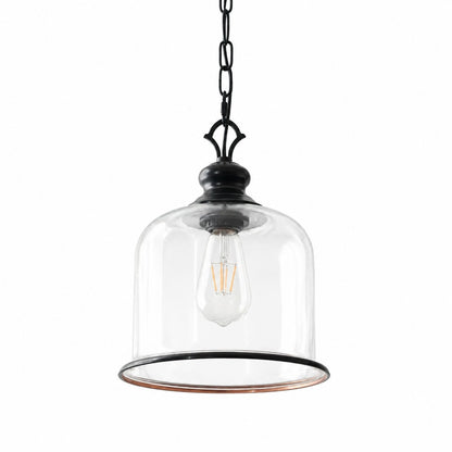 Sander Farmhouse Vintage Bell Clear Glass Pendant Light