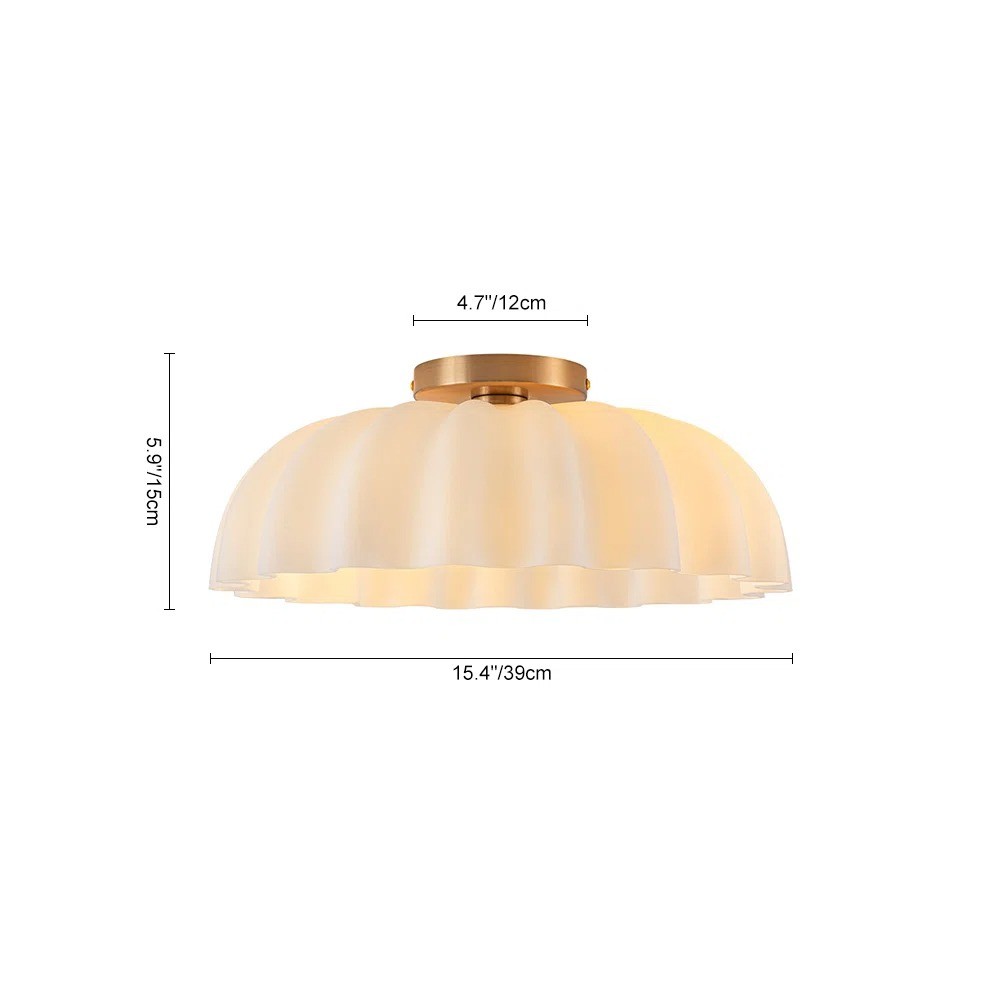 Solira Modern Pleated Milk Glass Ceiling Light
