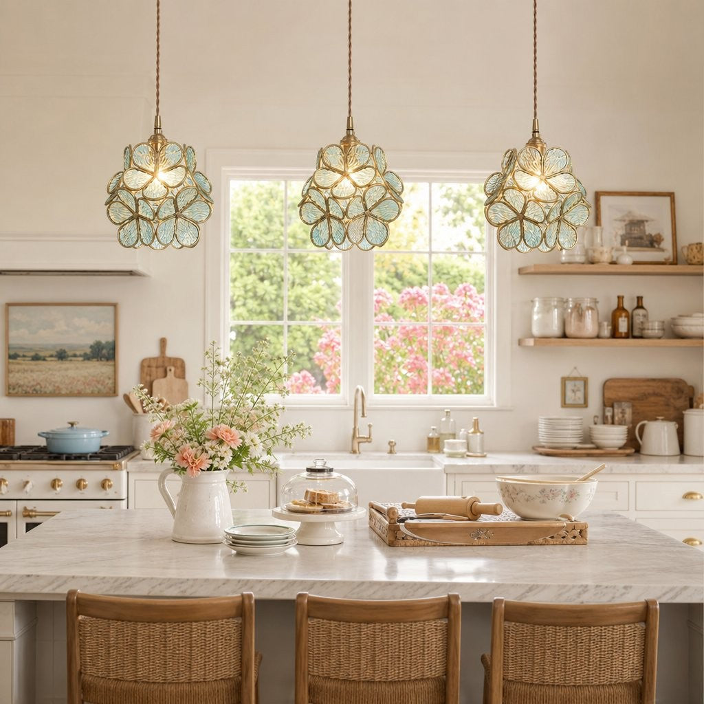 Viviana French Country Glass Petal Pendant Lights