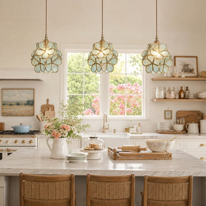 Viviana French Country Glass Petal Pendant Lights