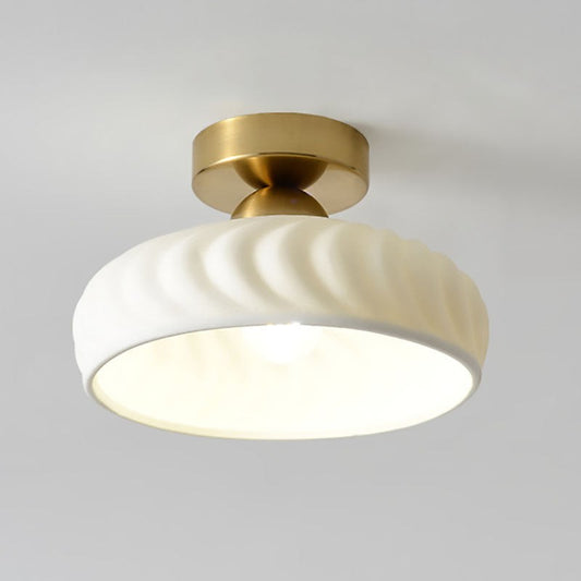 Rethen Light Luxury White Round Textured Ceramic Ceiling Light