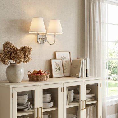 Stefania Rustic White Pleated Fabric Shade Sconce
