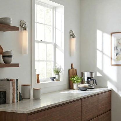 Morgan Minimalist Cylindrical Glass or Alabaster Wall Light