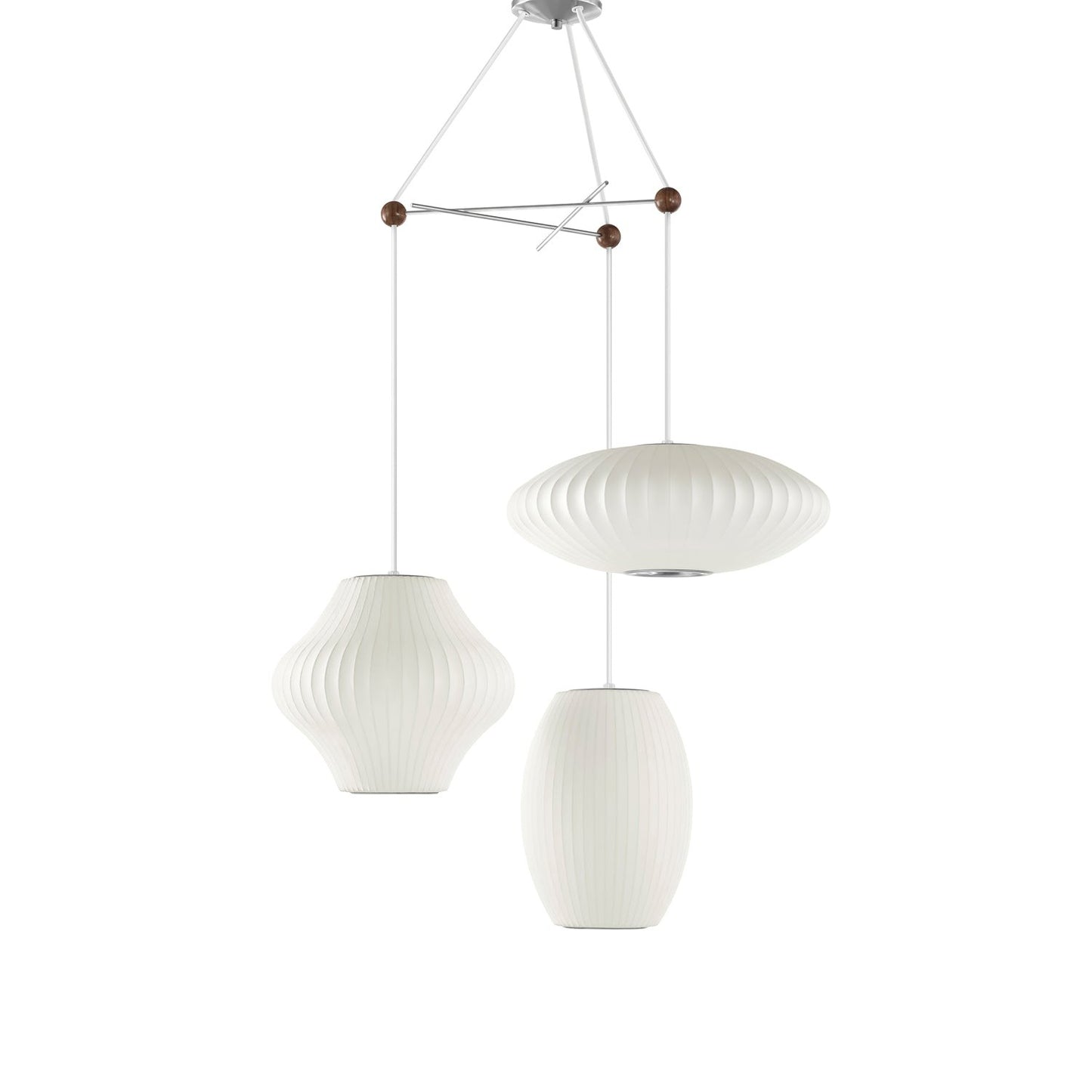 Noah White Triple Pear Bubble Silk Pendant Light