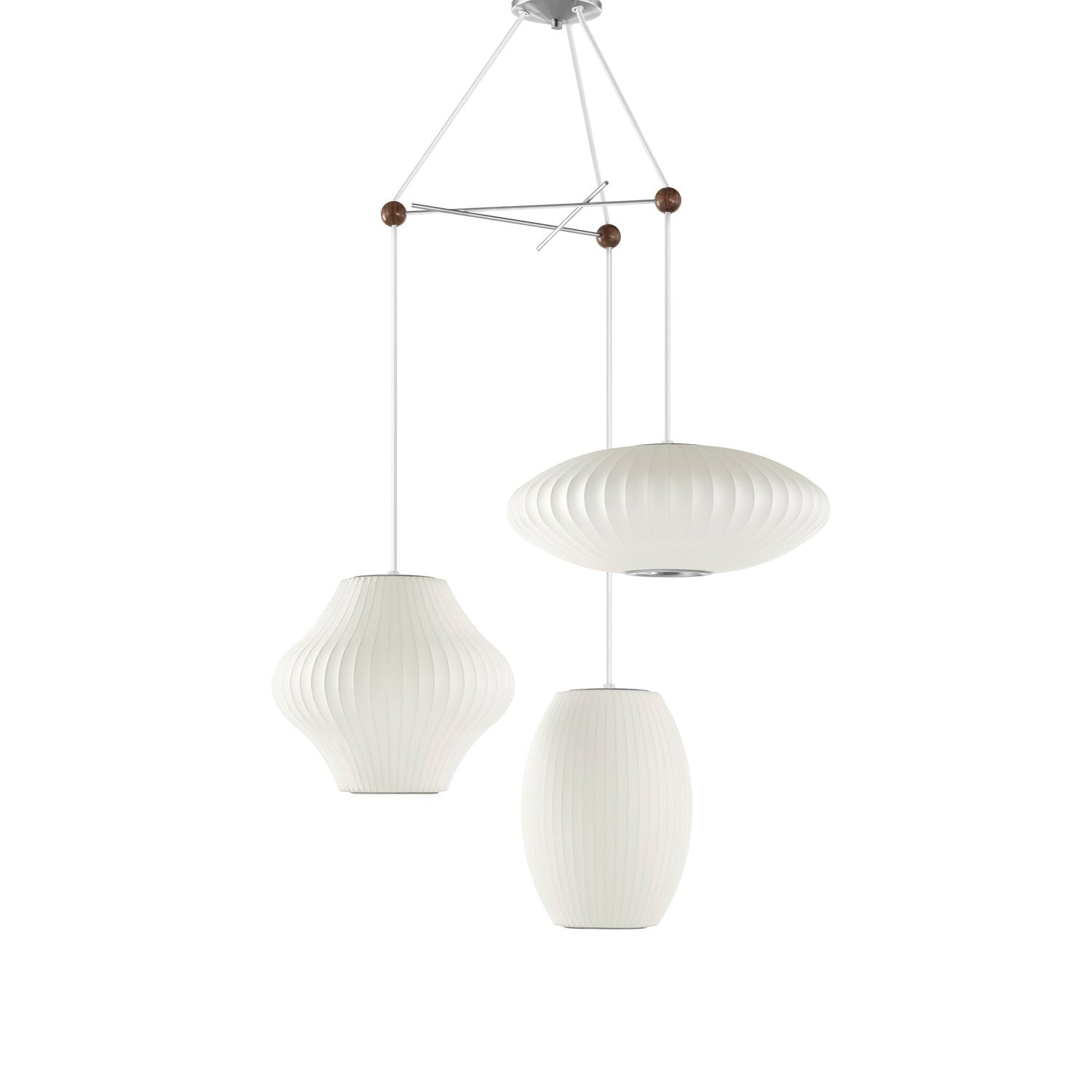 Noah White Triple Pear Bubble Silk Pendant Light