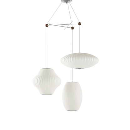 Noah White Triple Pear Bubble Silk Pendant Light