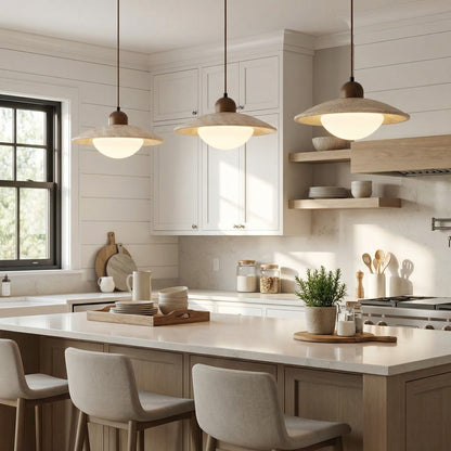 Barrett Wabi-Sabi Round Travertine Pendant Light