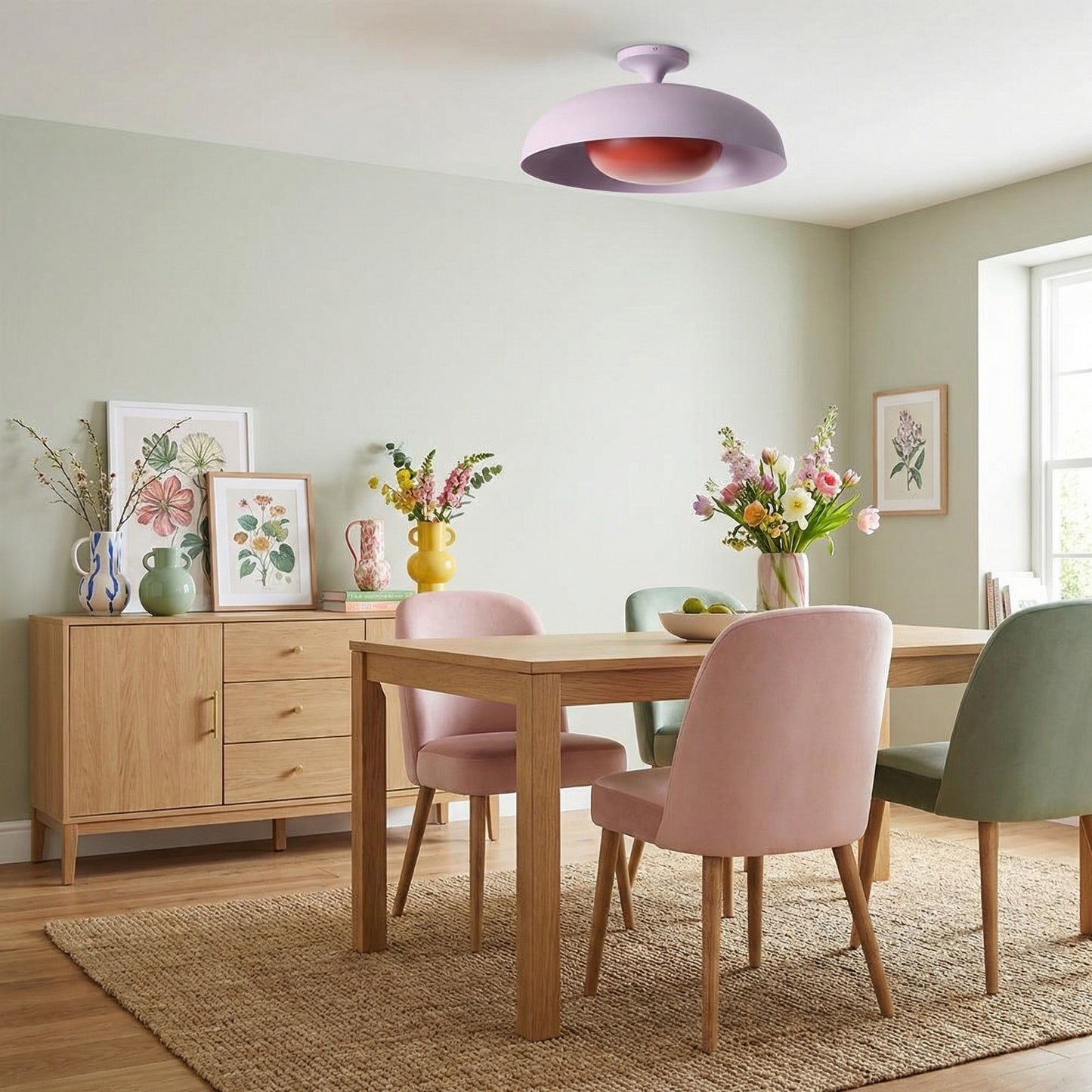 ‎Angelica Modern Yellow Metal Round Ceiling Light