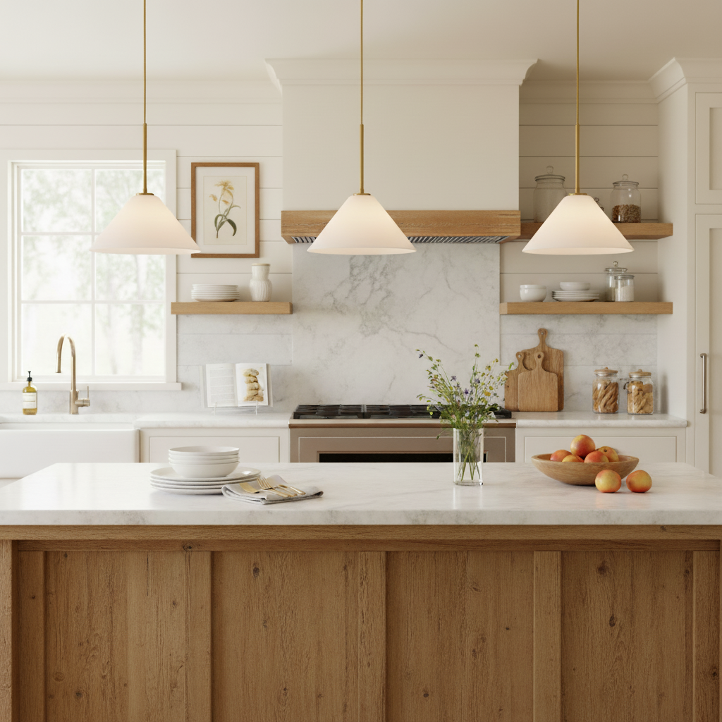 Nori Minimalist Brass Glass Cone Pendant Light
