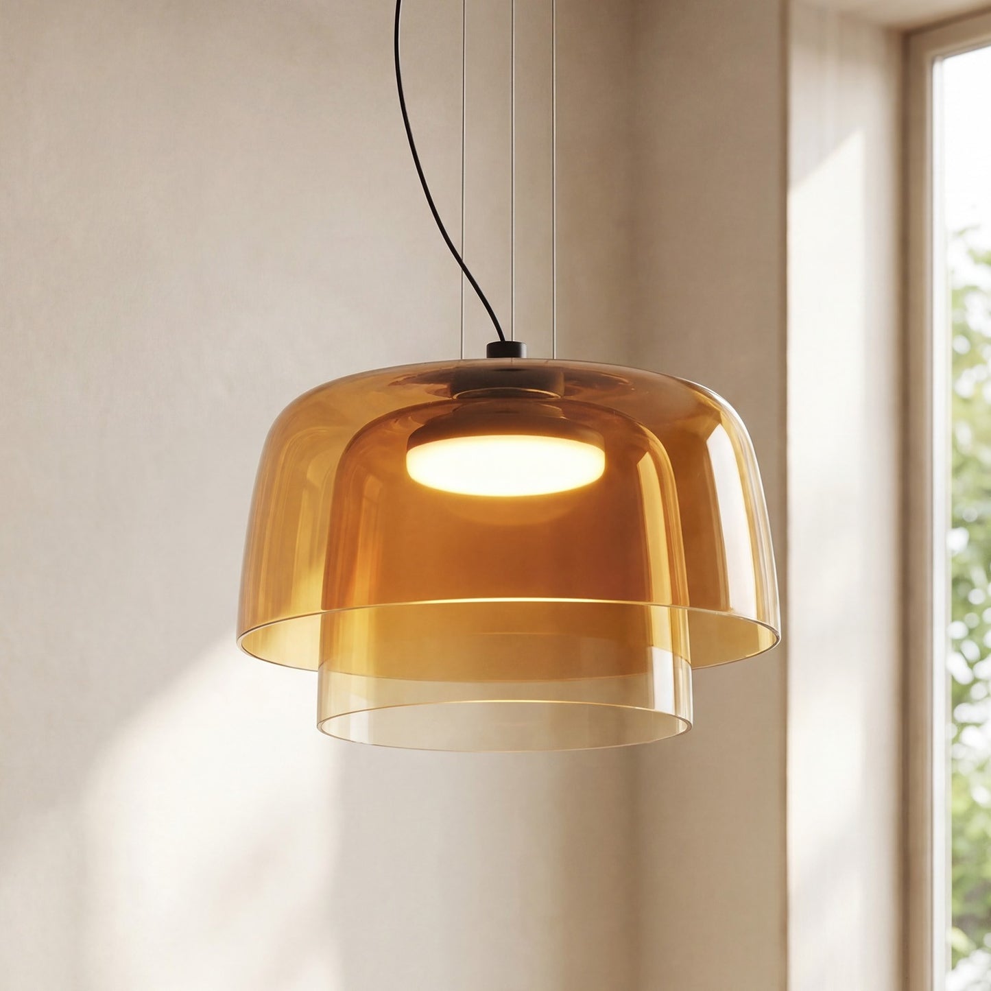 Zaire Bowl Shaped Layer Stained Glass Pendant Light