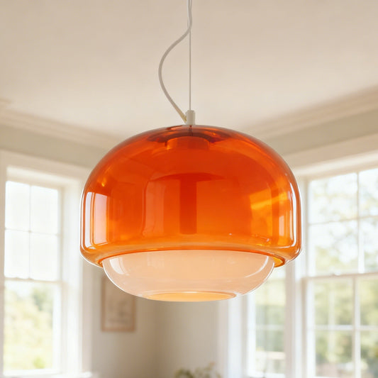 Vexlynn Scandinavian Round Dual-Layer Tinted Glass Pendant Light
