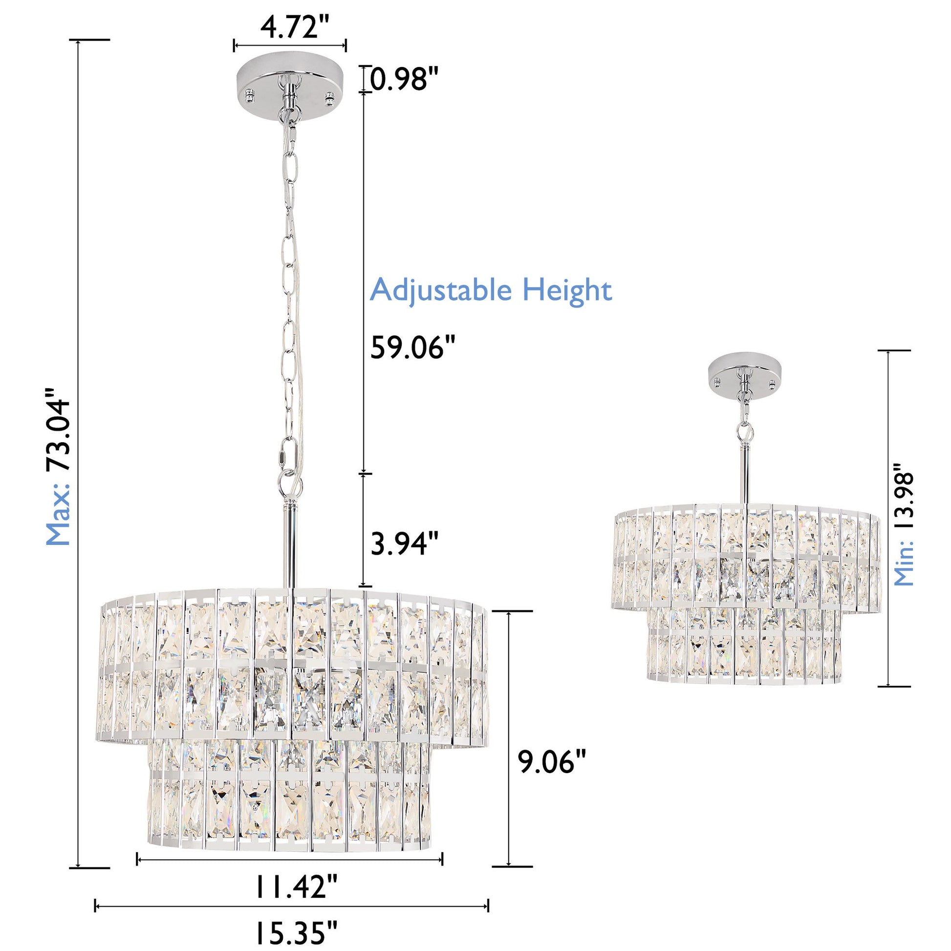 Gracie Luxurious Double Drum Crystal Chandelier