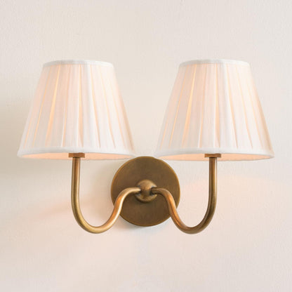 Stefania Rustic White Pleated Fabric Shade Sconce