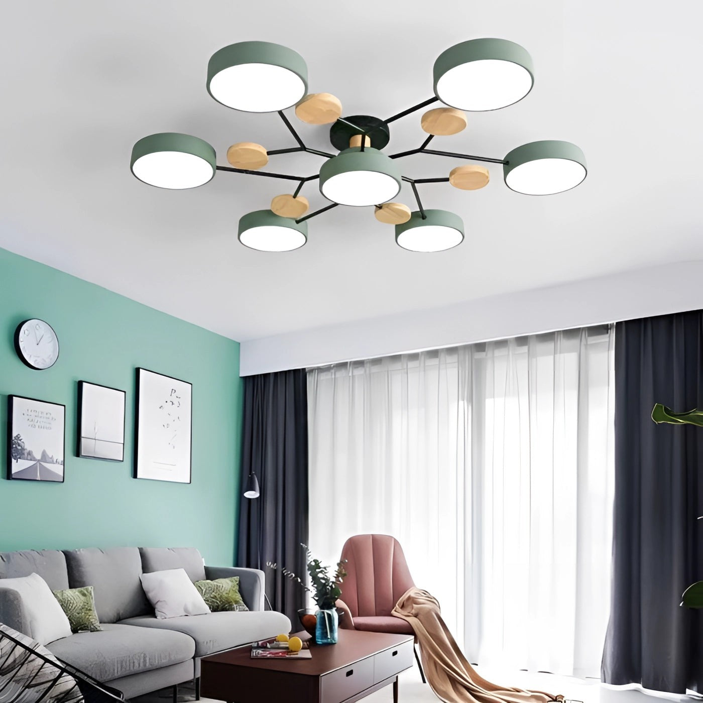 Phelith Scandinavian Round Molecule Branch Led Ceiling Light