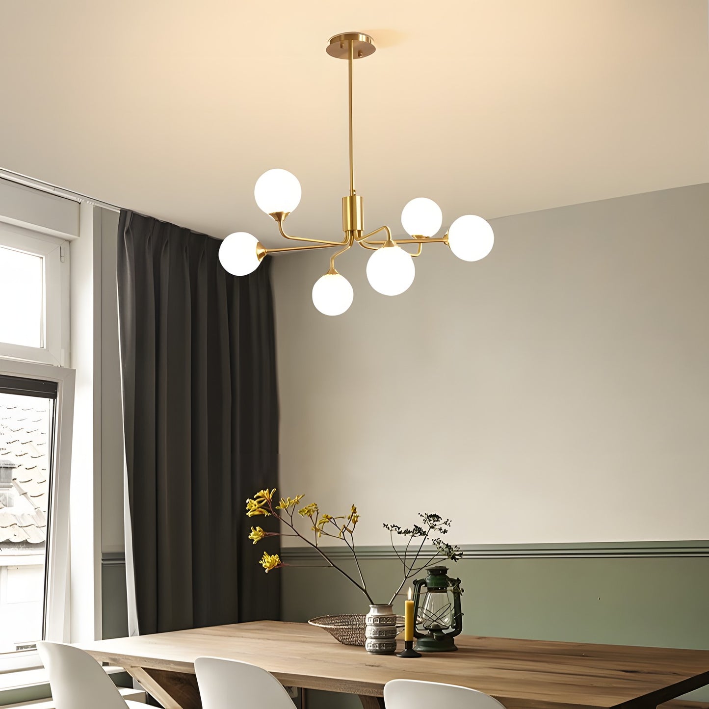 Alis Luxury White Glass Ball Chandelier