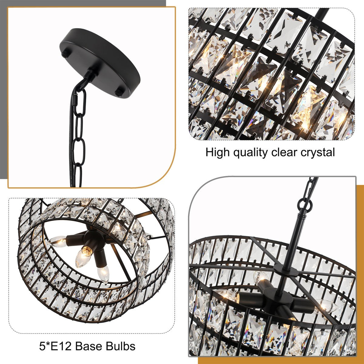 Gracie Luxurious Double Drum Crystal Chandelier