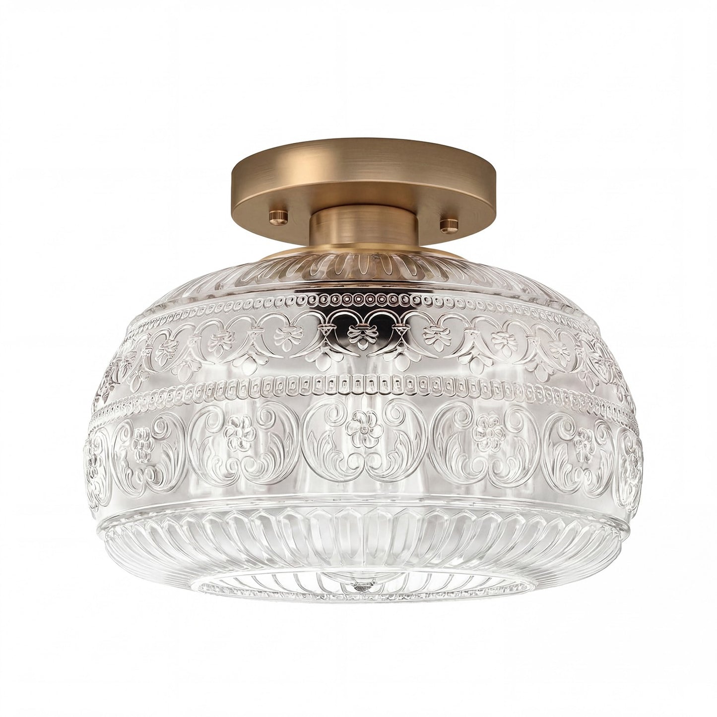 Ixionis Stained Engraved Pattern Glass Flush Mount Ceiling Light