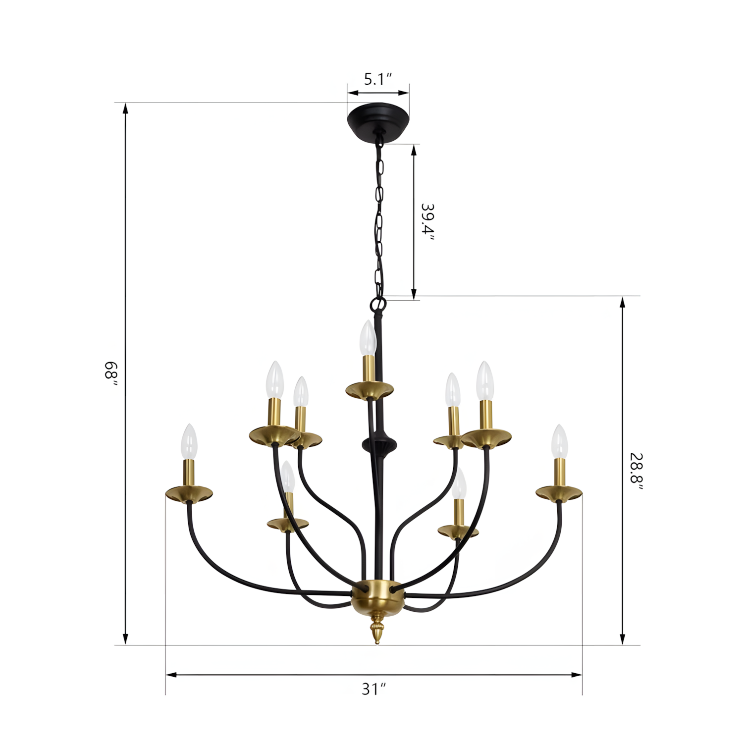 Caelestis Farmhouse 9 Light Metal Chandelier