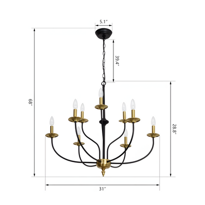 Caelestis Farmhouse 9 Light Metal Chandelier