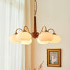 Xyrian Farmhouse Wood White Bauhaus Persimmon Chandelier