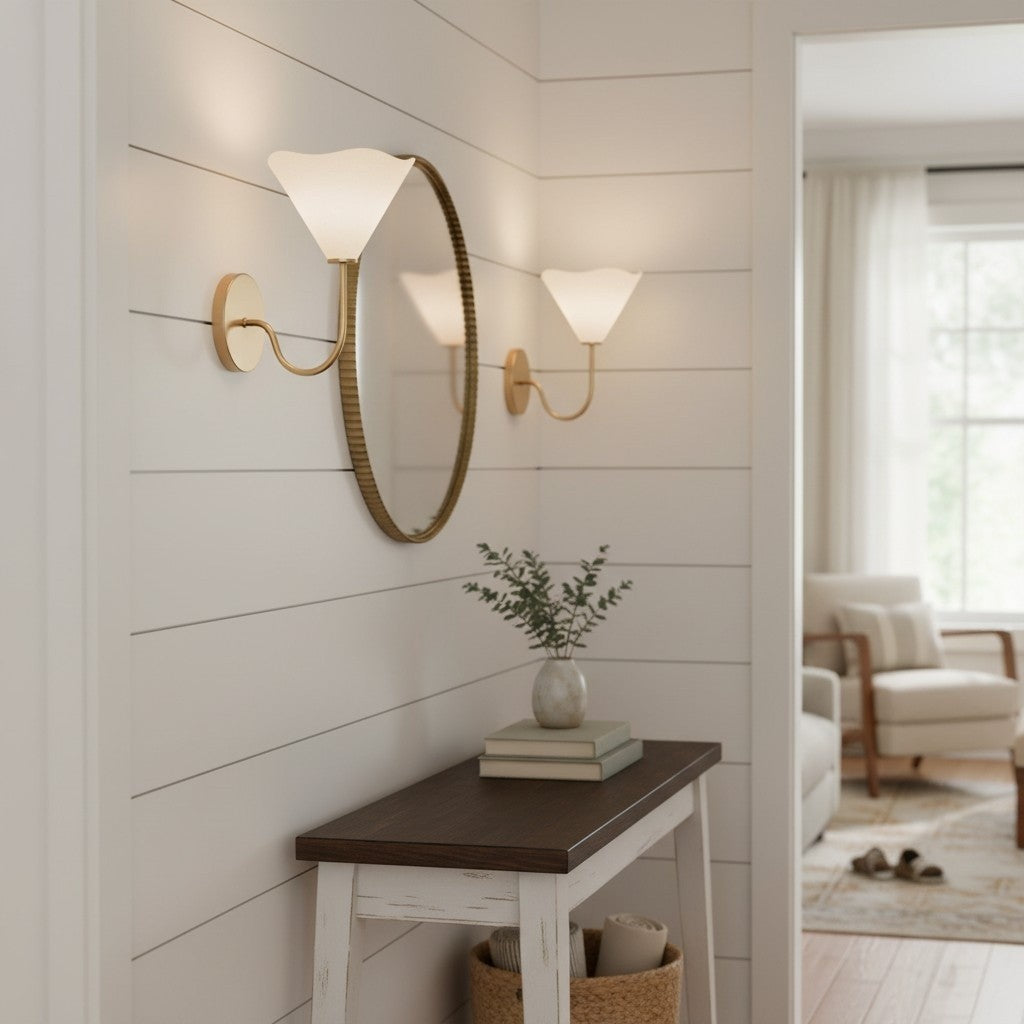 Xanthippe Farmhouse Linen Fabric Wall Sconce