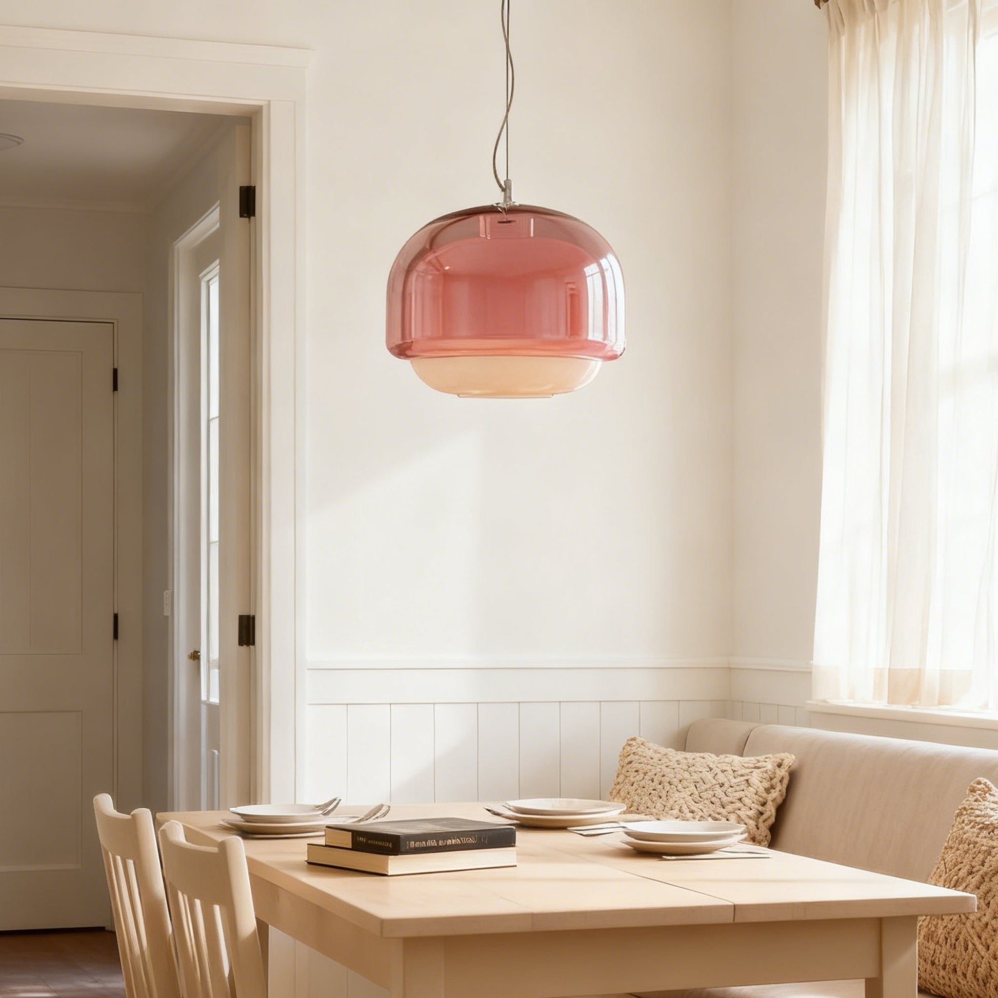 Vexlynn Scandinavian Round Dual-Layer Tinted Glass Pendant Light