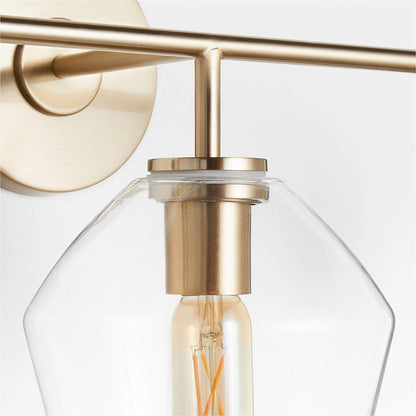 Konig Minimalist 3-Light Brass Glass Wall Light