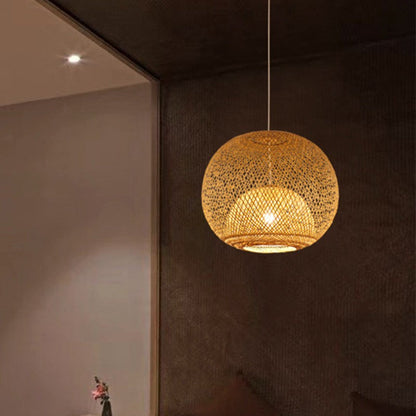Ilario Japanese Woven Bamboo Pendant Light