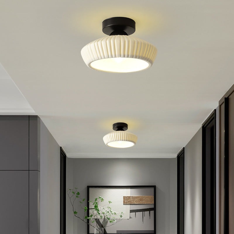 Rethen Light Luxury White Round Textured Ceramic Ceiling Light