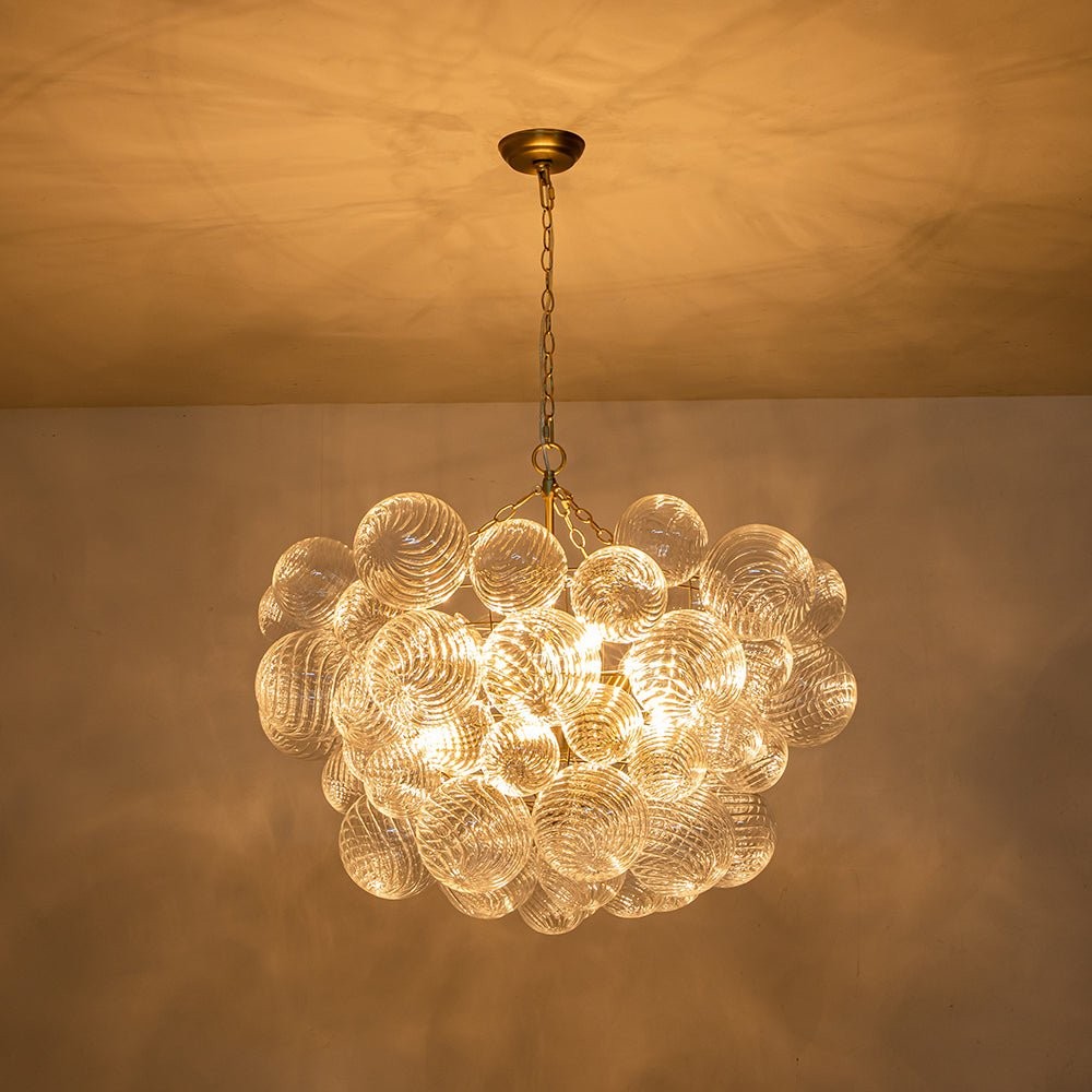 Quintessa Luxury Ribbed Glass Globe Cluster Bubble Chandelier