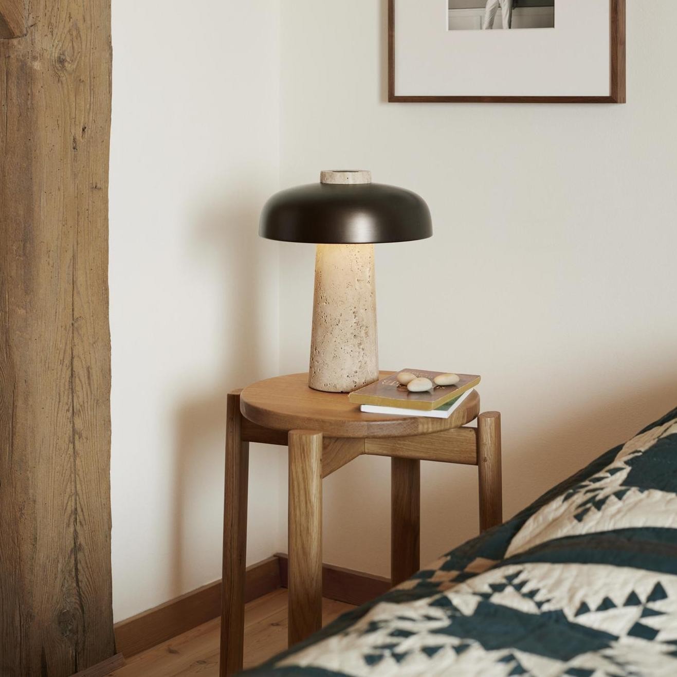Salma Travertine Mushroom LED Table Lamp