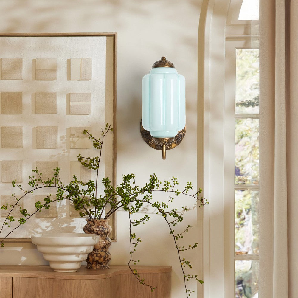 Vintage Elegant Milk Glass Eloise Wall Sconce - Retro Accent Lighting for Bathroom\Bedroom\Hallway