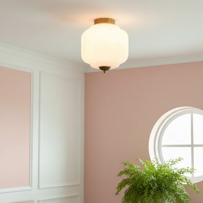 Conran Vintage Milk Glass Semi Flush Mount Eloise Ceiling Light