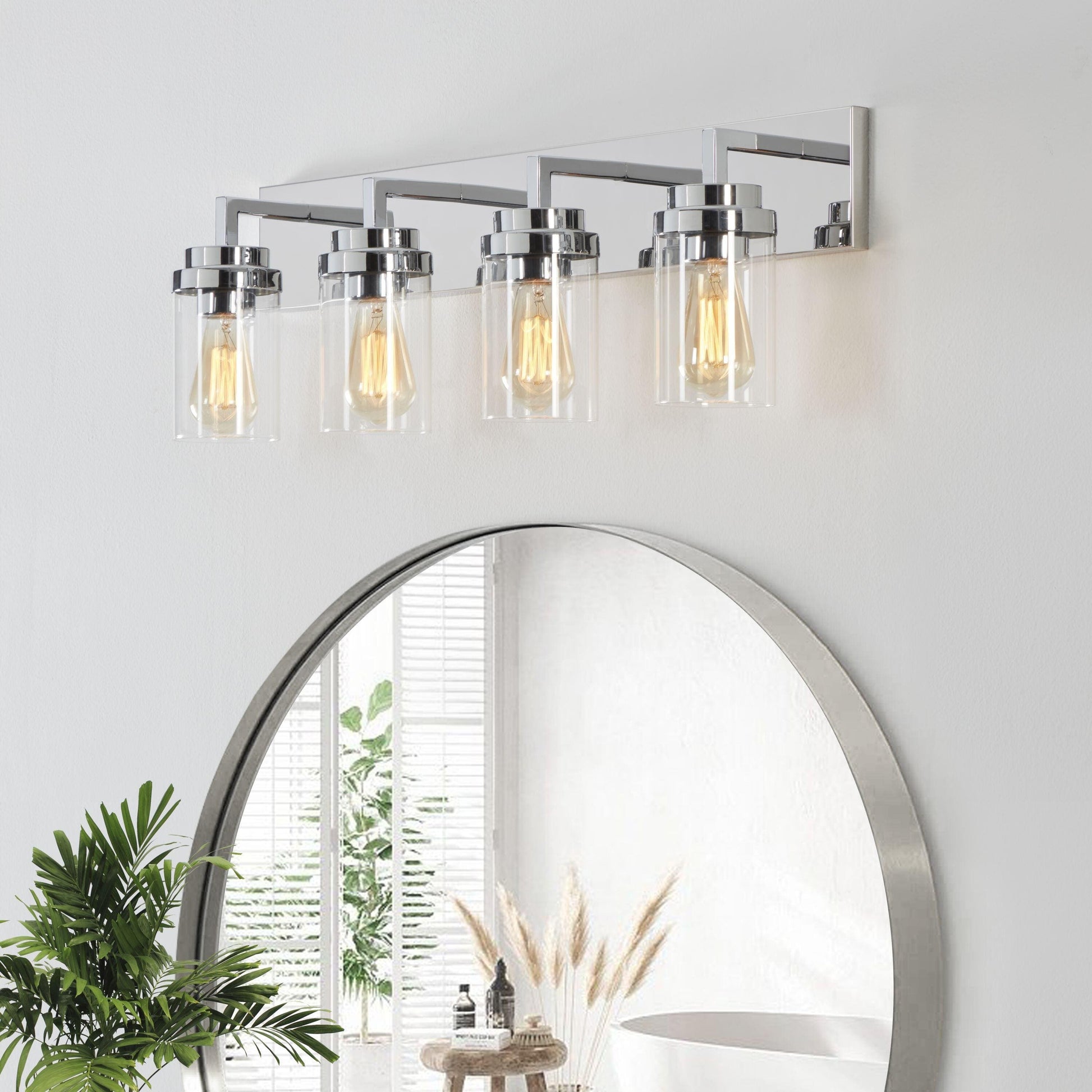 Pyros Farmhouse Clear Glass Cylinder Vanity Wall Light
