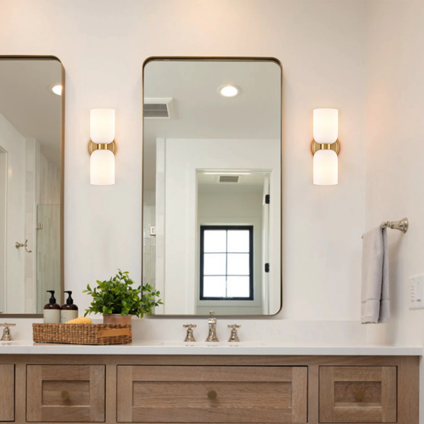 Mynith Milky Glass Tube Up Down Vanity Wall Sconce
