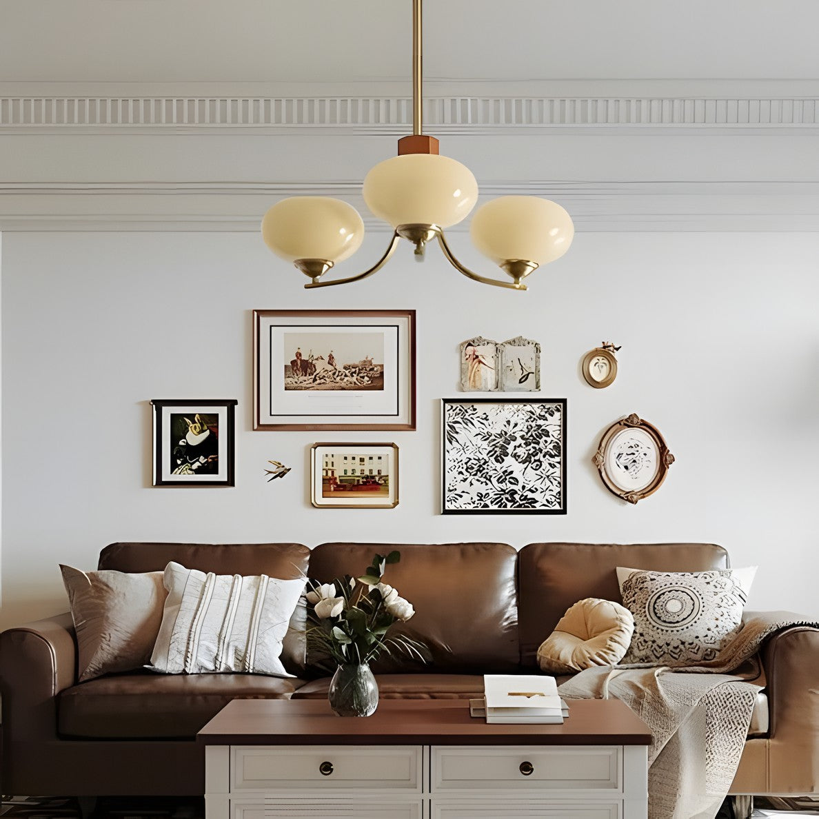 Juino Wood Farmhouse Milk Ball Sputnik Chandelier