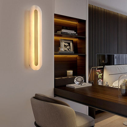 Ozeki Minimalist Brass And Genuine Alabaster Sconce