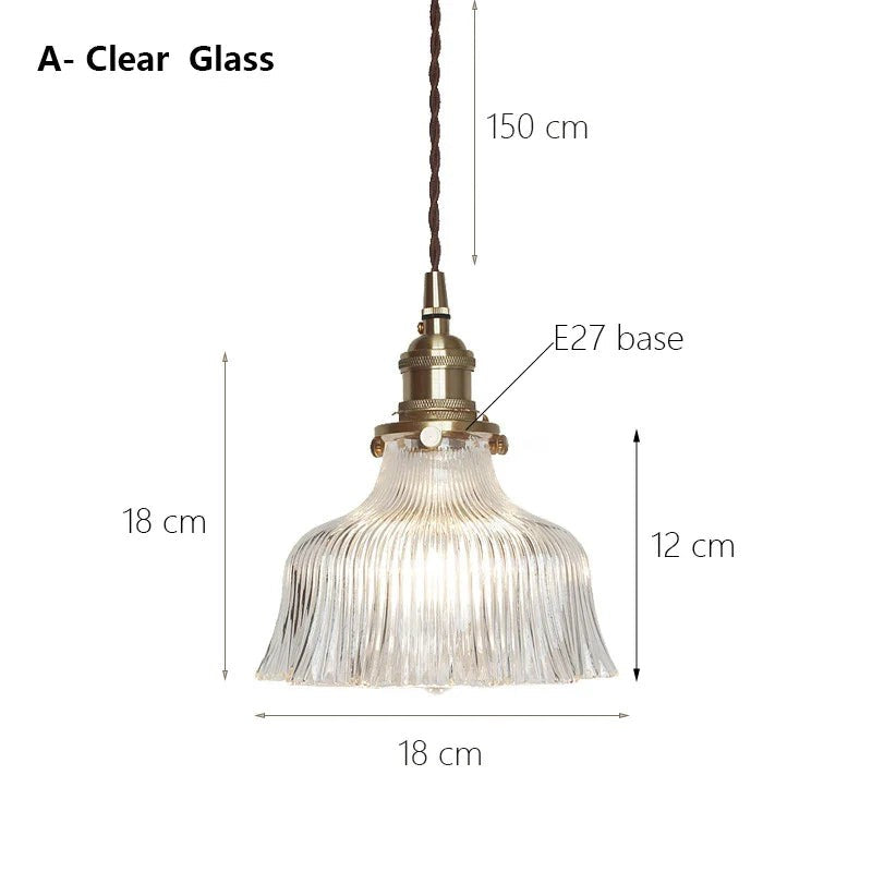 Hermin Antique Flower Ribbed Glass Pendant Light