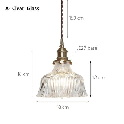 Hermin Antique Flower Ribbed Glass Pendant Light