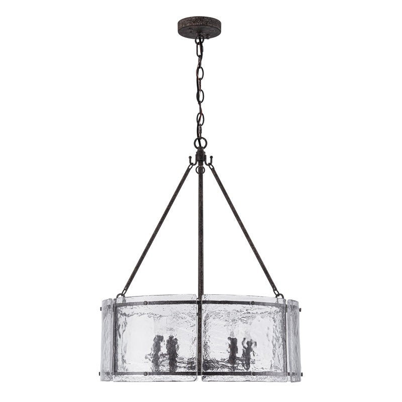 Coriander Farmhouse Water Ripple Glass Drum Chandelier
