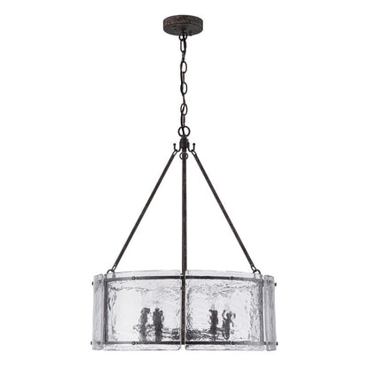 Coriander Farmhouse Water Ripple Glass Drum Chandelier