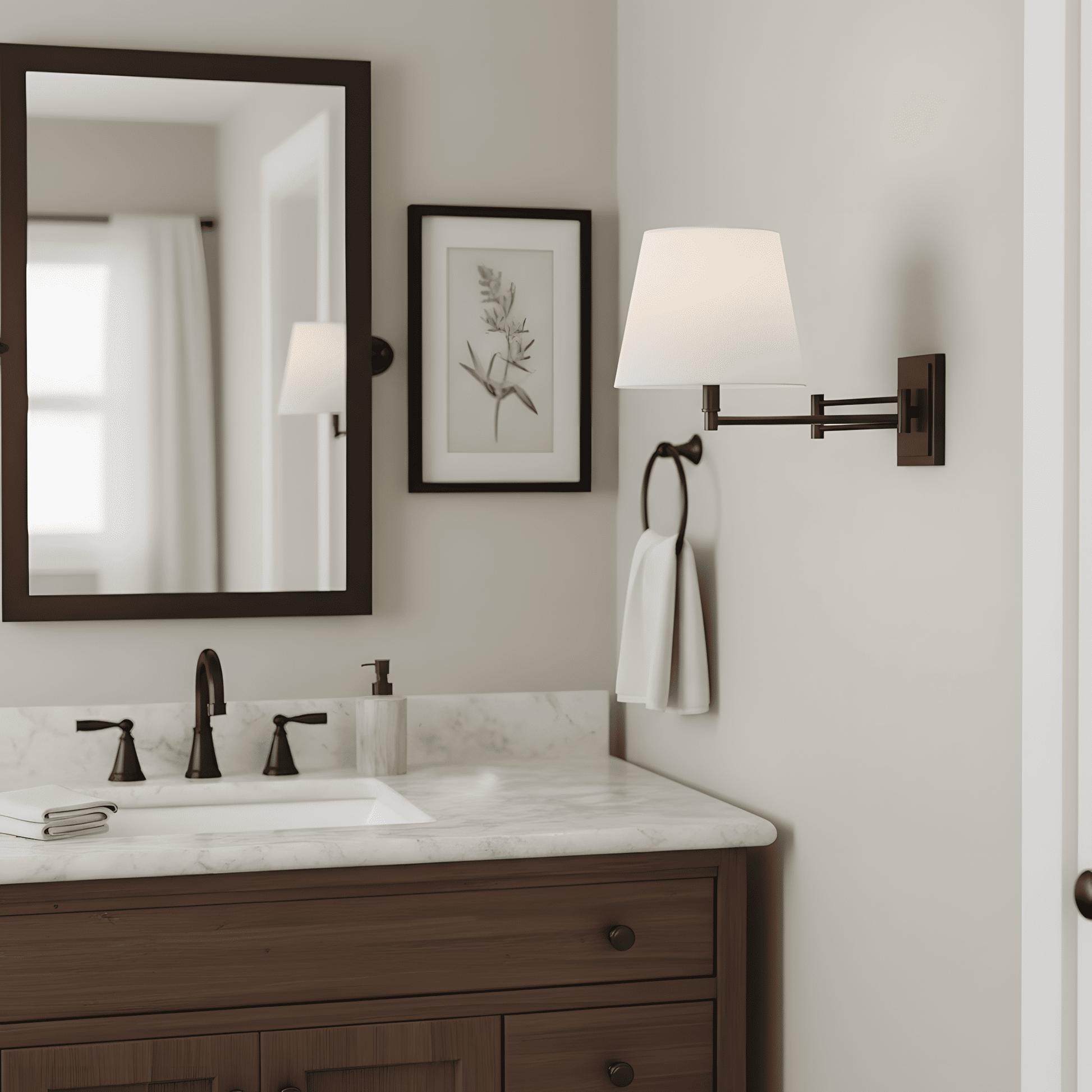 Lutyens Wabi-sabi Iron Swing Arm Fabric Wall Light