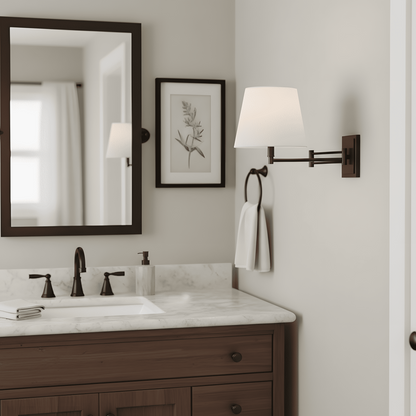 Lutyens Wabi-sabi Iron Swing Arm Fabric Wall Light