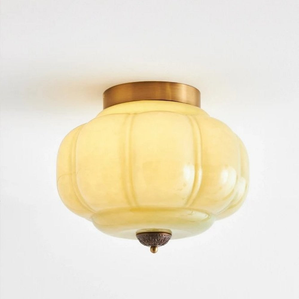 Ozita Retro Milk Glass Semi Flush Mount Eloise Ceiling Light