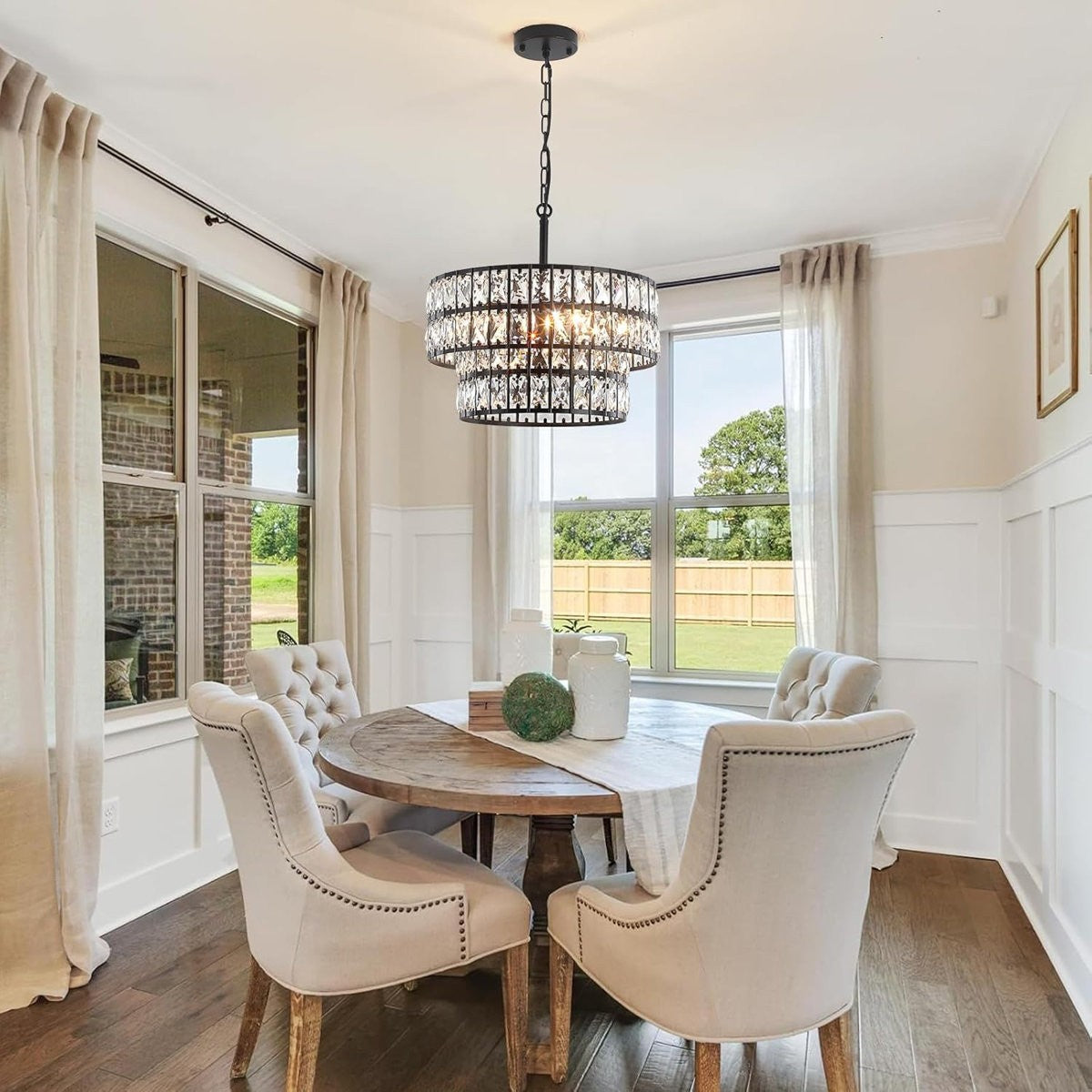 Gracie Luxurious Double Drum Crystal Chandelier