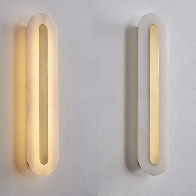 Ozeki Minimalist Brass And Genuine Alabaster Sconce