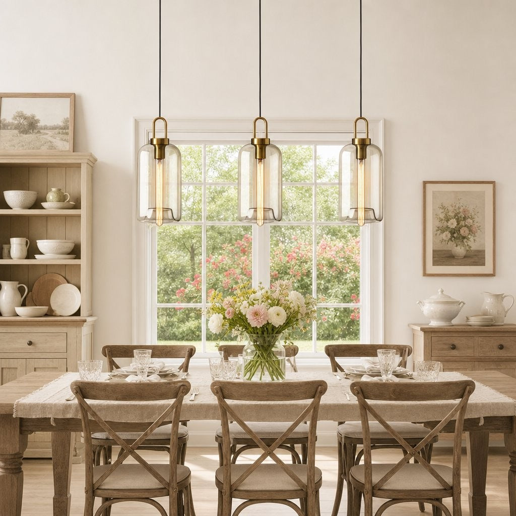Vylith Brass Cognac Glass Single Hanging Lamp